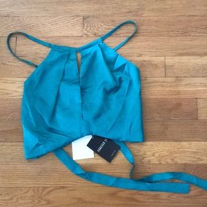 Super cute emerald green/real satin crop top.